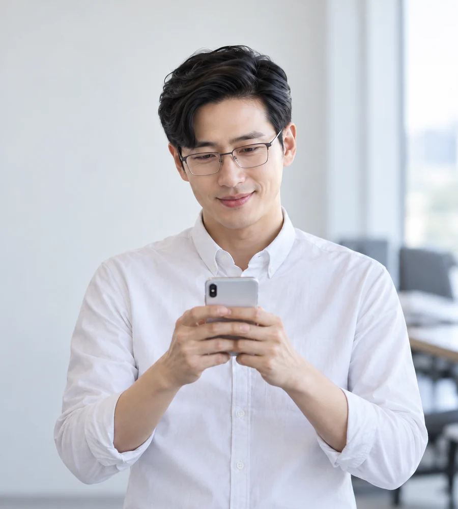 광안리 개인돈 대출 상담을 휴대전화로 안내받는 고객