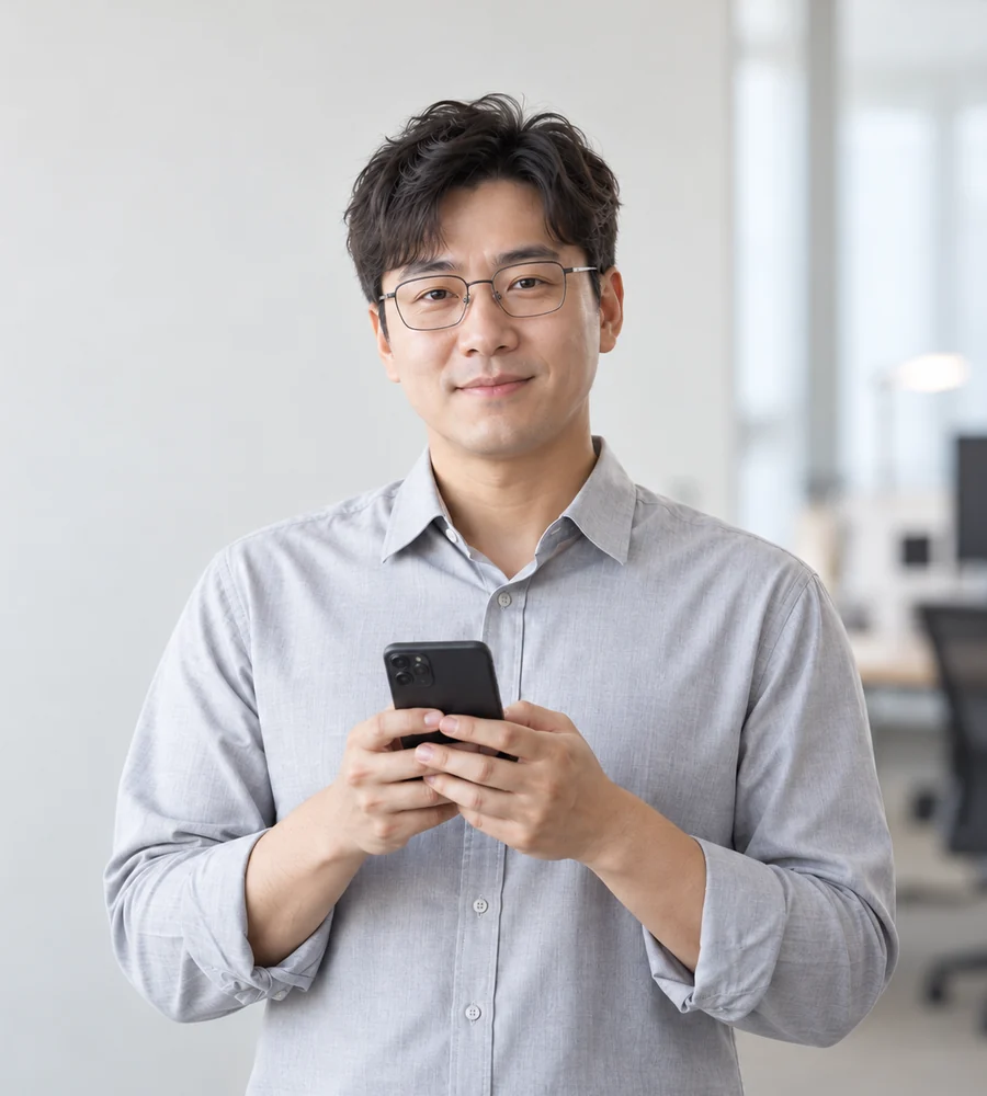 광안리 개인돈 대출 상담을 휴대전화로 안내받는 고객